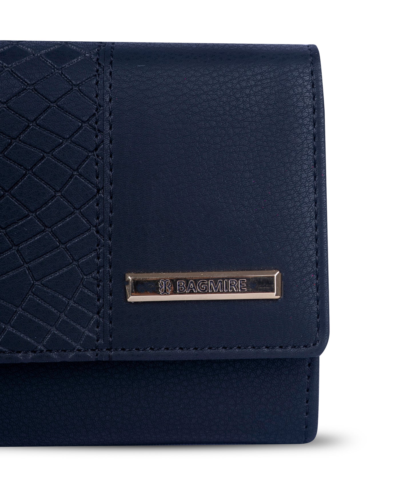 Bagmire Women's PU Leather Clutch Wallet | Textured Faux Leather Card Holder Purse, Navy Blue