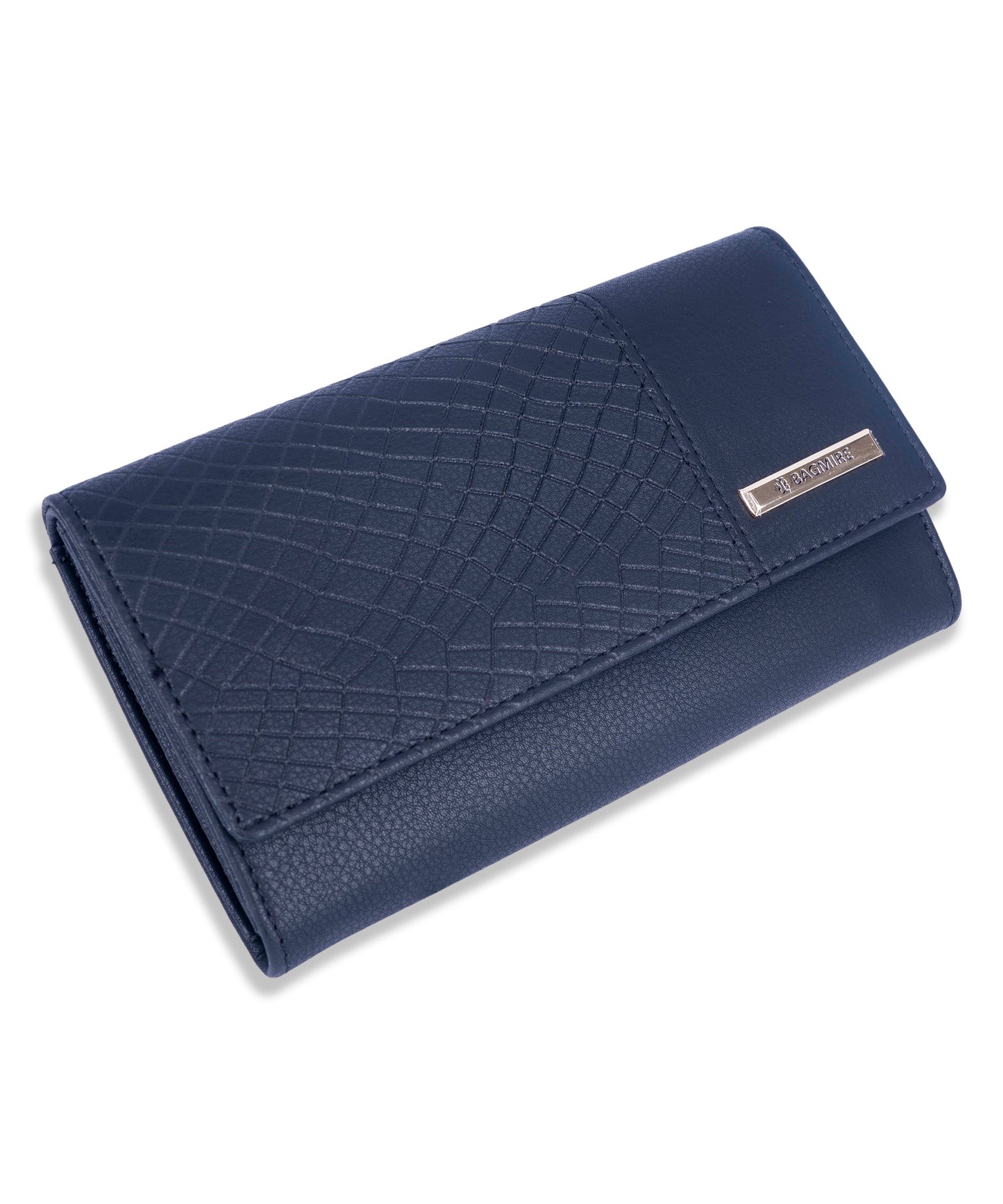 Bagmire Women's PU Leather Clutch Wallet | Textured Faux Leather Card Holder Purse, Navy Blue