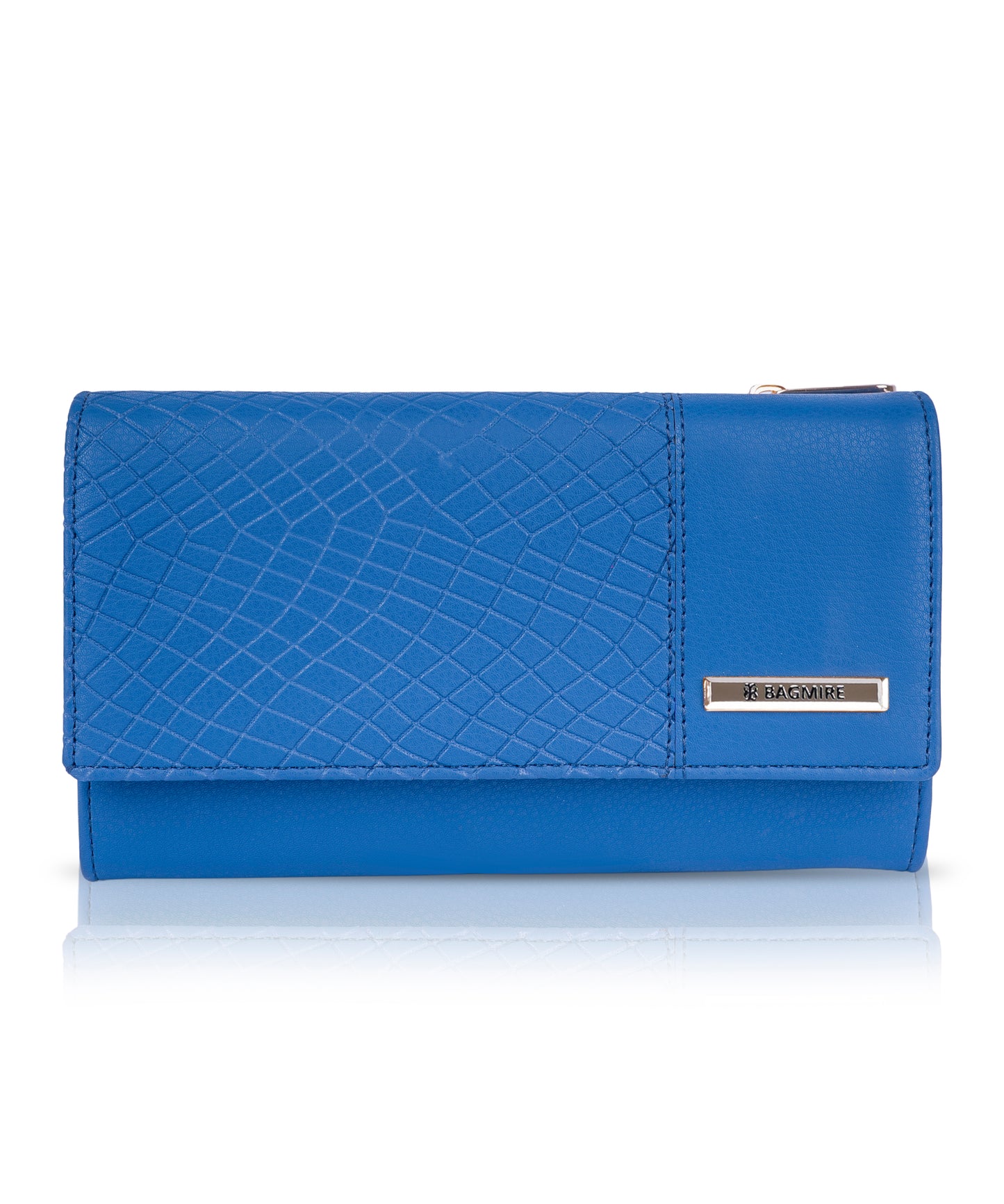 Bagmire Women's Royal Blue Clutch Wallet | Textured Vegan Leather Long Card Holder