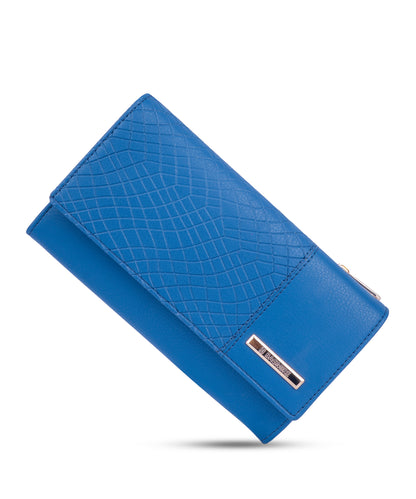 Bagmire Women's Royal Blue Clutch Wallet | Textured Vegan Leather Long Card Holder