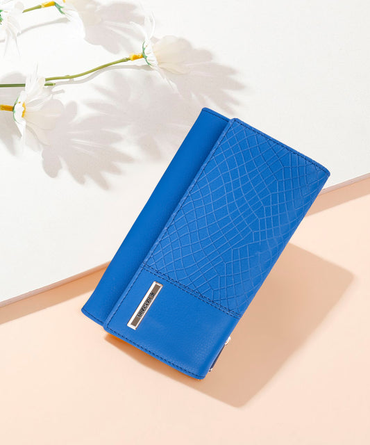 Bagmire Women's Royal Blue Clutch Wallet | Textured Vegan Leather Long Card Holder