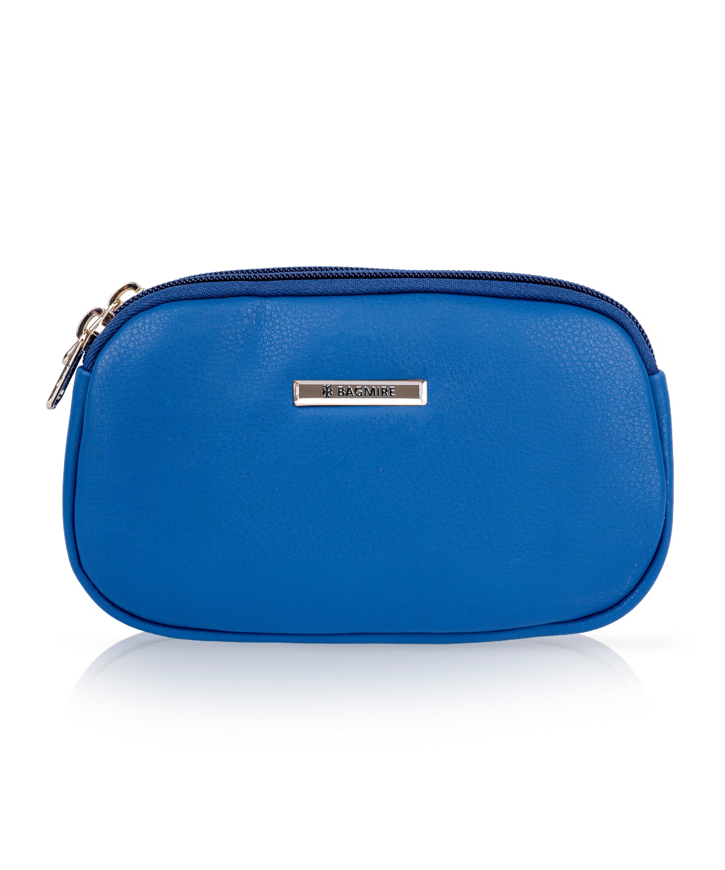 Bagmire Women's Double-Zip Pouch | Royal Blue Faux Leather Multi-Purpose Organizer