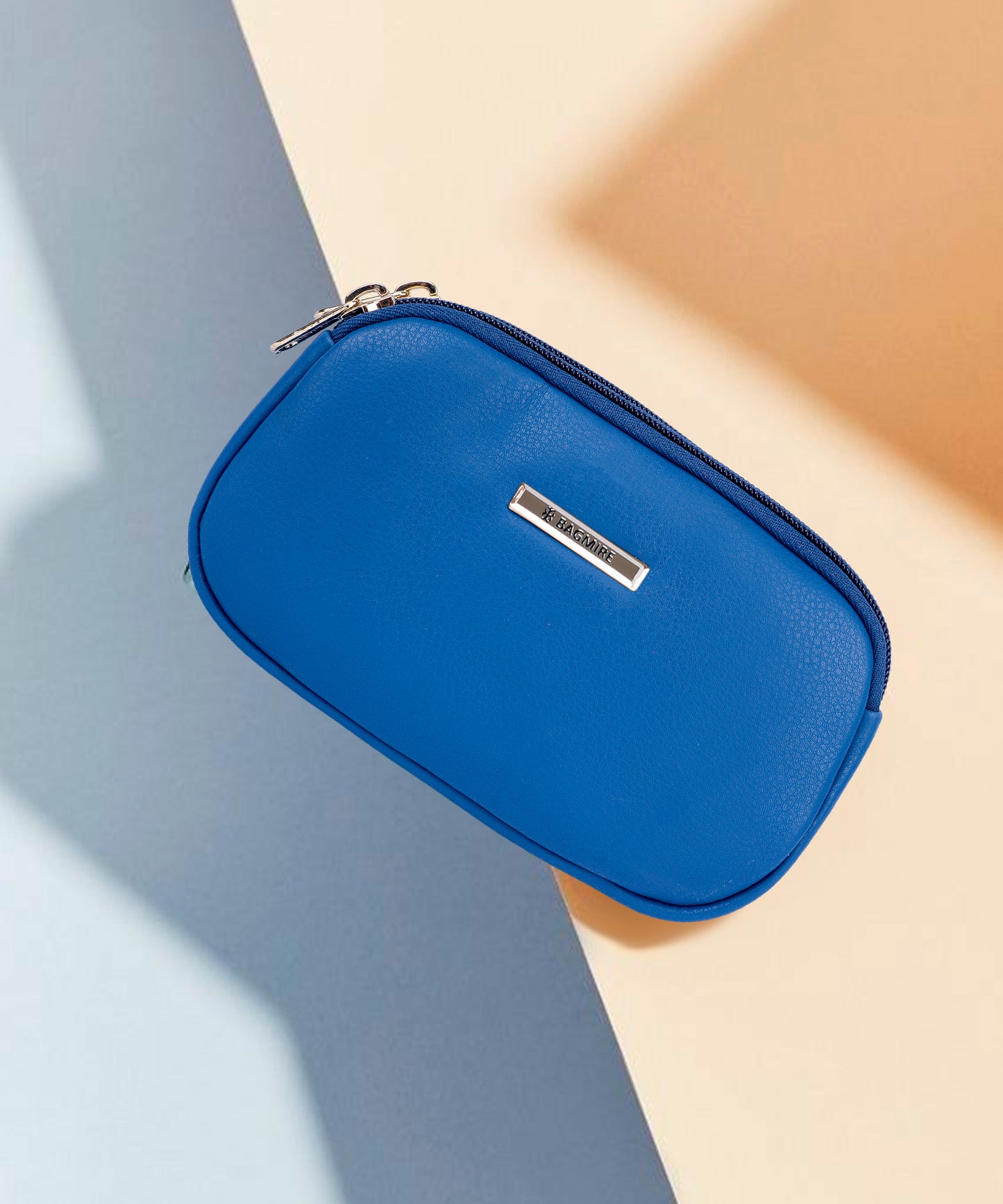 Bagmire Women's Double-Zip Pouch | Royal Blue Faux Leather Multi-Purpose Organizer