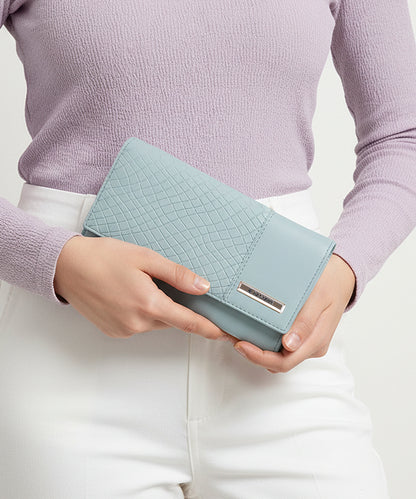 Bagmire Women's PU Leather Clutch Wallet | Textured Faux Leather Card Holder Purse, Mint Green