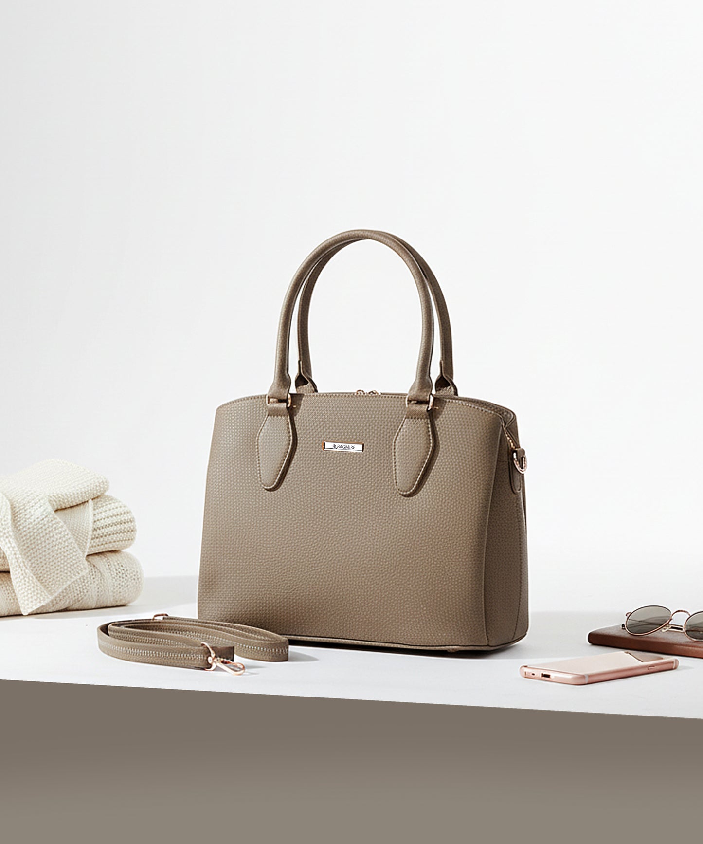 Bagmire Luxe Fuax Leather Satchel: Convertible Top-Handle & Shoulder Bag