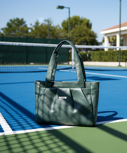 Bagmire Women's Pleated Faux Leather Tote- Padded Handle Shoulder Bag