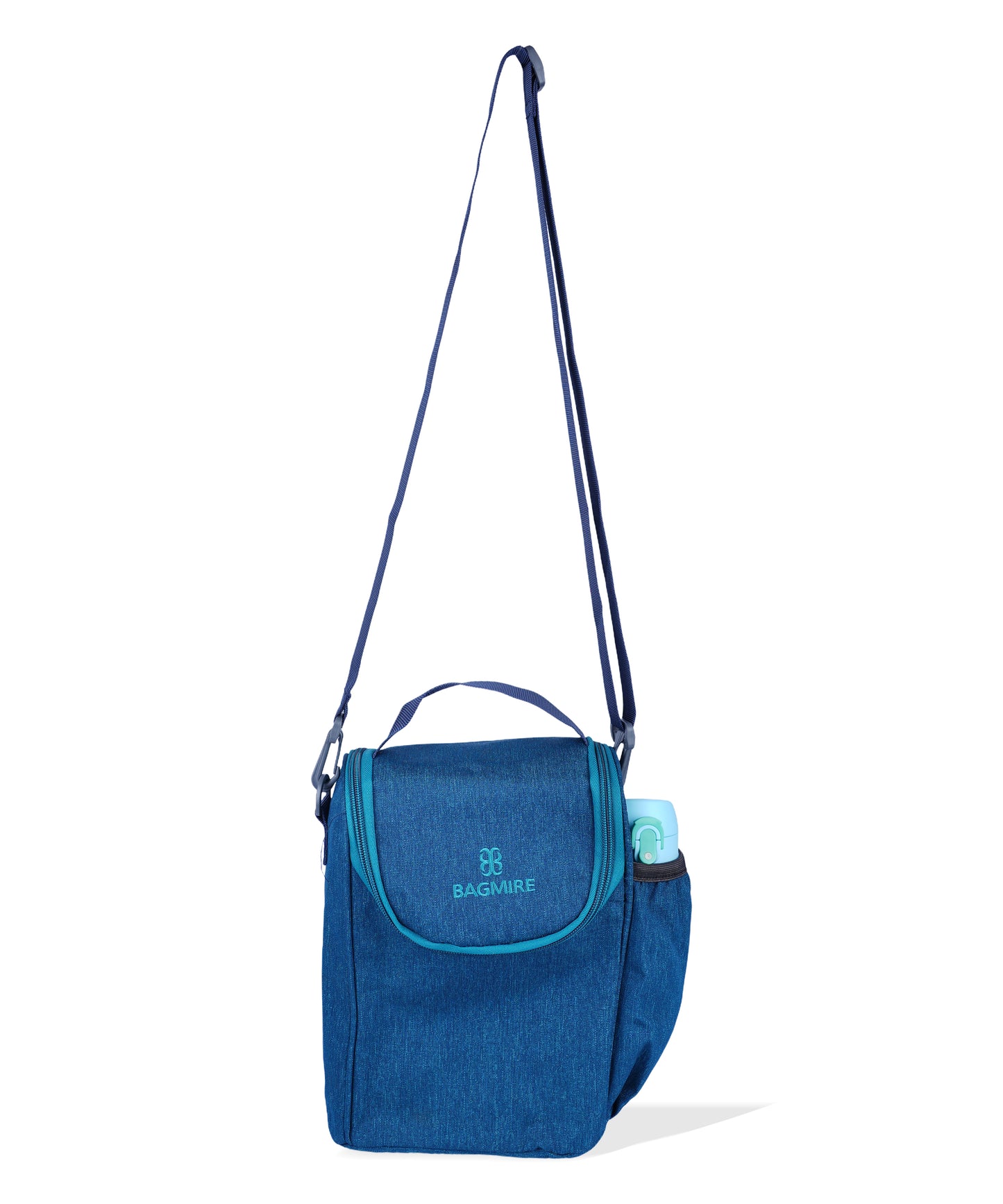 BAGMIRE Insulated Lunch Bag for Office & Travel – Premium Denim Style Food Carry Bag with Bottle Holder, Adjustable Strap & Thermal Lining