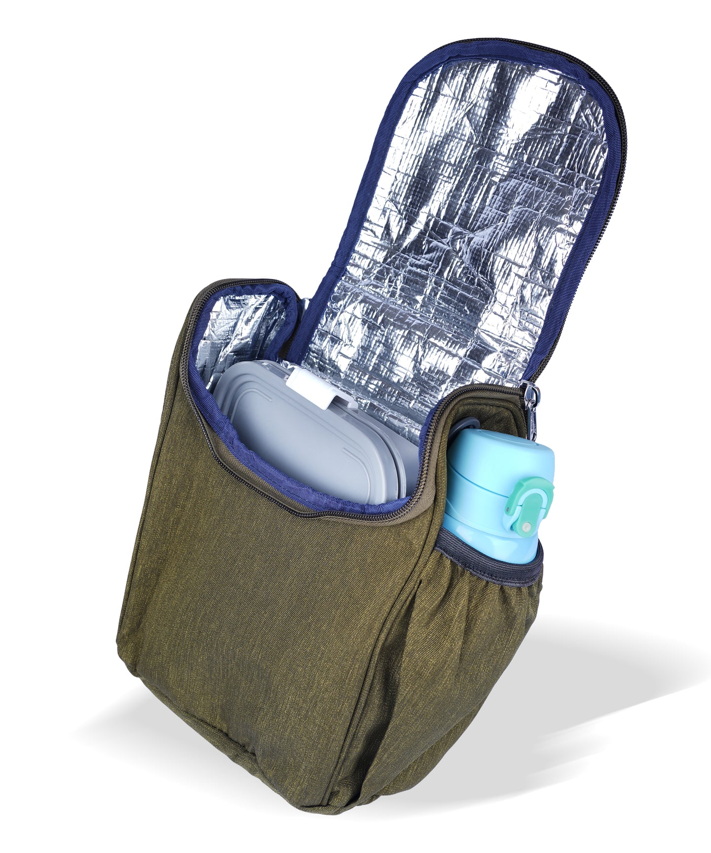 BAGMIRE Insulated Lunch Bag for Office & Travel – Premium Denim Style Food Carry Bag with Bottle Holder, Adjustable Strap & Thermal Lining