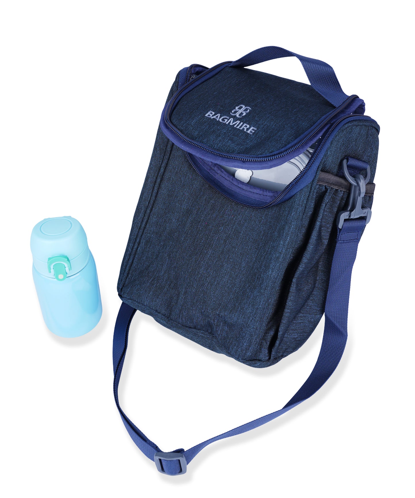 BAGMIRE Insulated Lunch Bag for Office & Travel – Premium Denim Style Food Carry Bag with Bottle Holder, Adjustable Strap & Thermal Lining