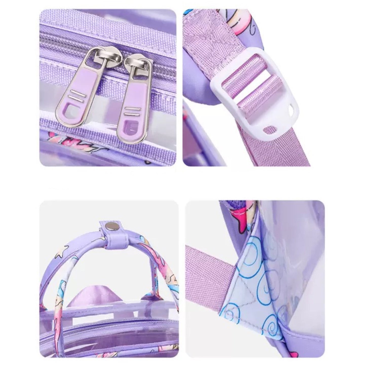 Sleek Purple Transparent Kids Backpack - Bagmire