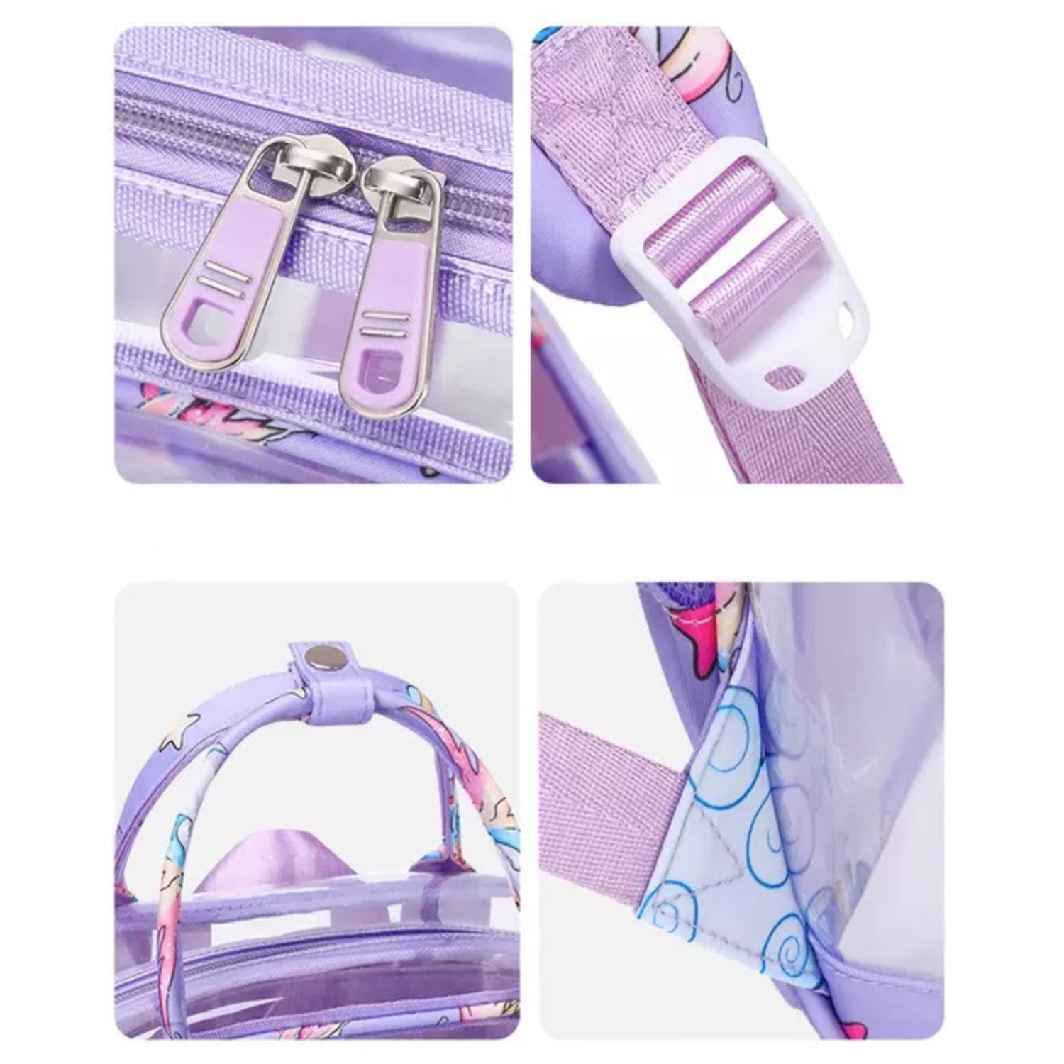 Sleek Purple Transparent Kids Backpack - Bagmire