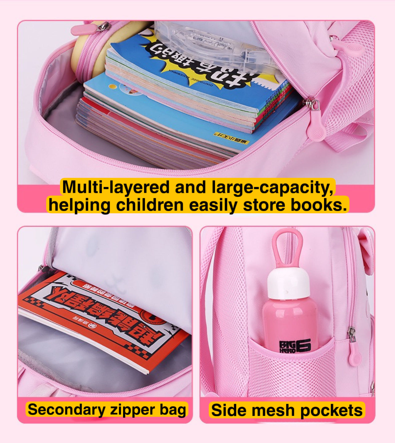 819 Backpack for 3-6-7 Years Old, Cute Rabbit Design, Children's Girls' Bag, Lightweight Travel Backpack