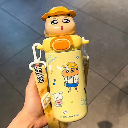Shinchan  Insulated Straw Sipper Steel Bottle