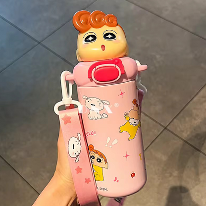 Shinchan  Insulated Straw Sipper Steel Bottle