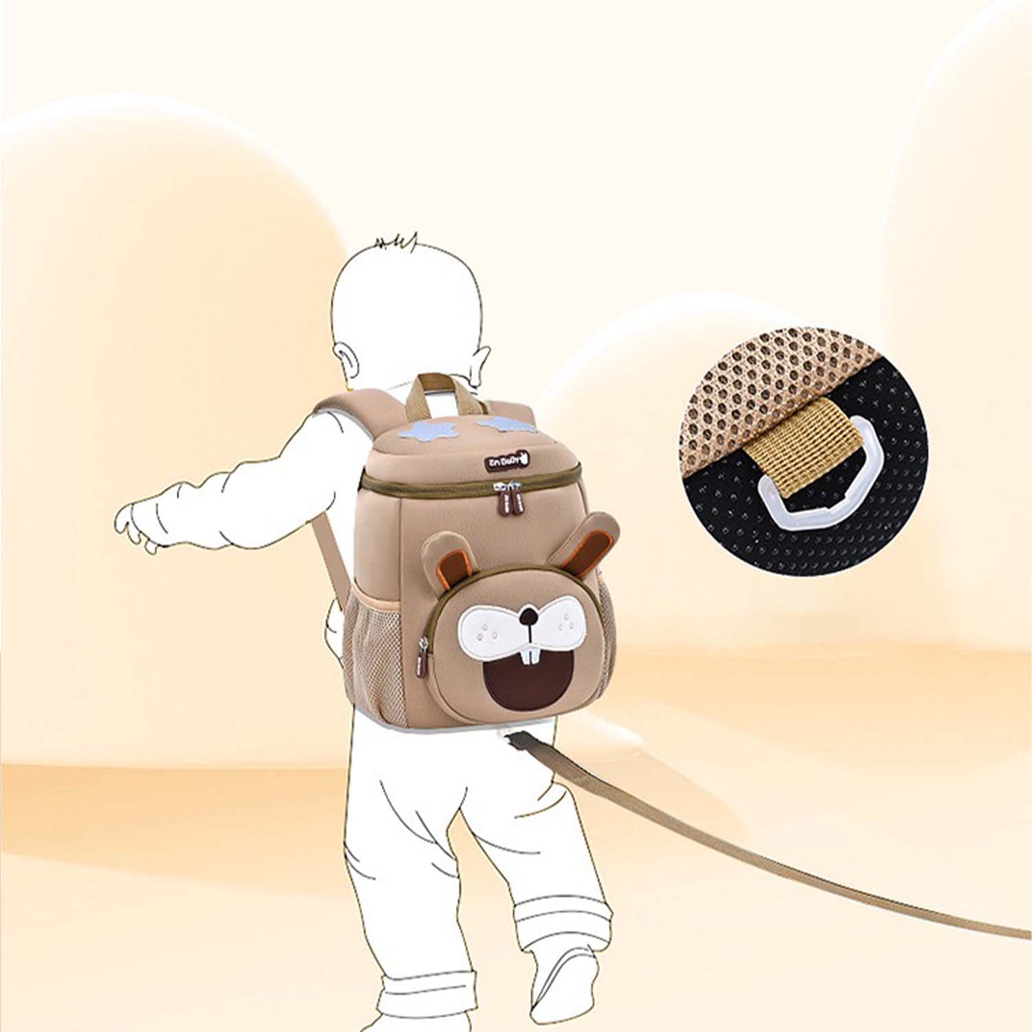 Neutral Beige Kids Backpack, Spacious & Stylish - Bagmire