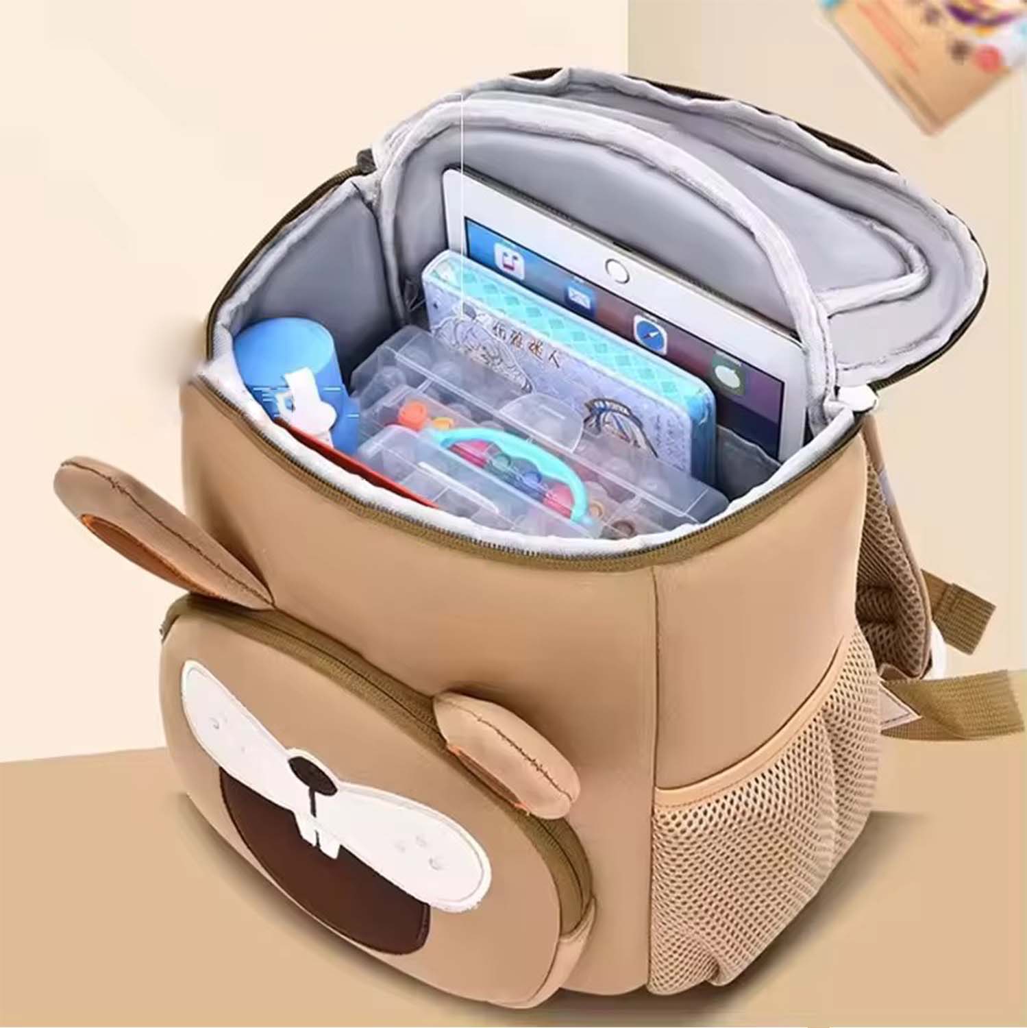 Neutral Beige Kids Backpack, Spacious & Stylish - Bagmire