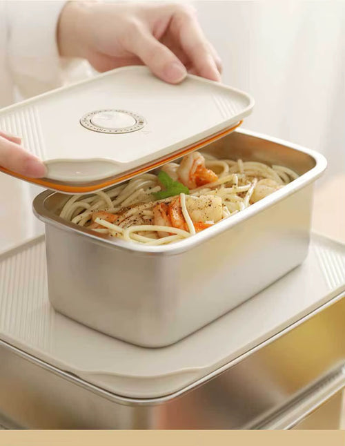 1100ML 304 Food-Grade Stainless Steel Preservation Box, Microwaveable Lunch Box, Food Storage Container, Sealed for Refrigeration and Freezing