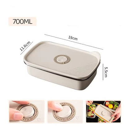 700ML 304 Food-Grade Stainless Steel Preservation Box, Microwaveable Lunch Box, Food Storage Container, Sealed for Refrigeration and Freezing