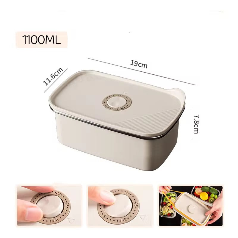 1100ML 304 Food-Grade Stainless Steel Preservation Box, Microwaveable Lunch Box, Food Storage Container, Sealed for Refrigeration and Freezing