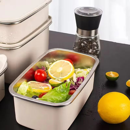 1100ML 304 Food-Grade Stainless Steel Preservation Box, Microwaveable Lunch Box, Food Storage Container, Sealed for Refrigeration and Freezing