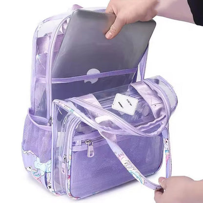 Sleek Purple Transparent Kids Backpack - Bagmire