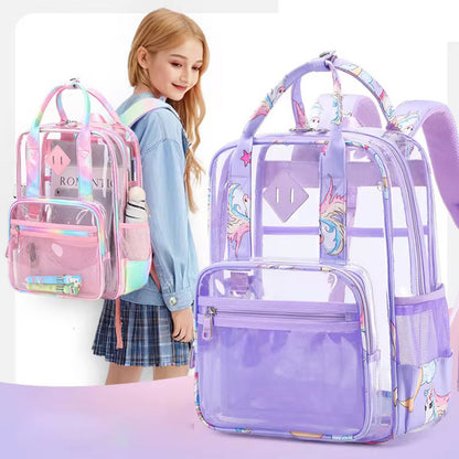 Sleek Purple Transparent Kids Backpack - Bagmire