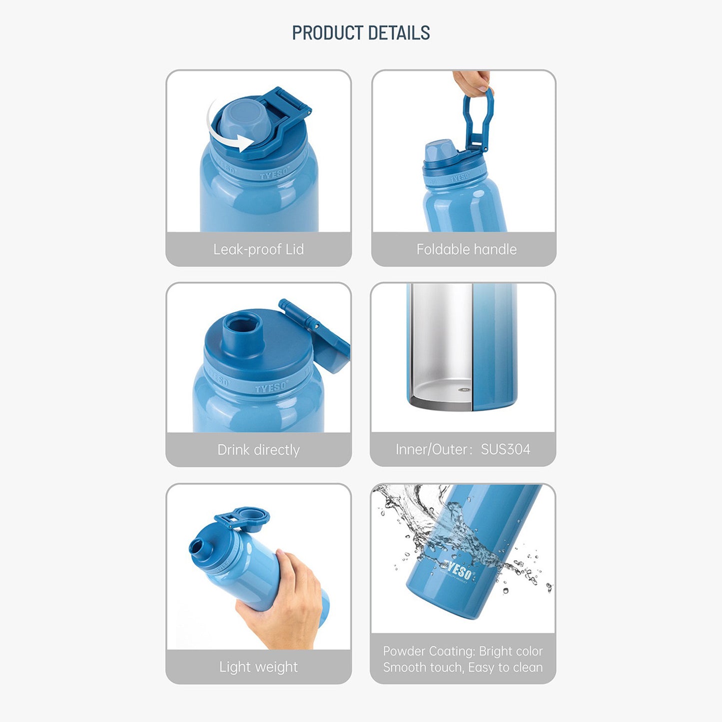 TYESO 750ml Insulated Bottle – Stylish, Durable & Travel-Friendly Blue - Bagmire