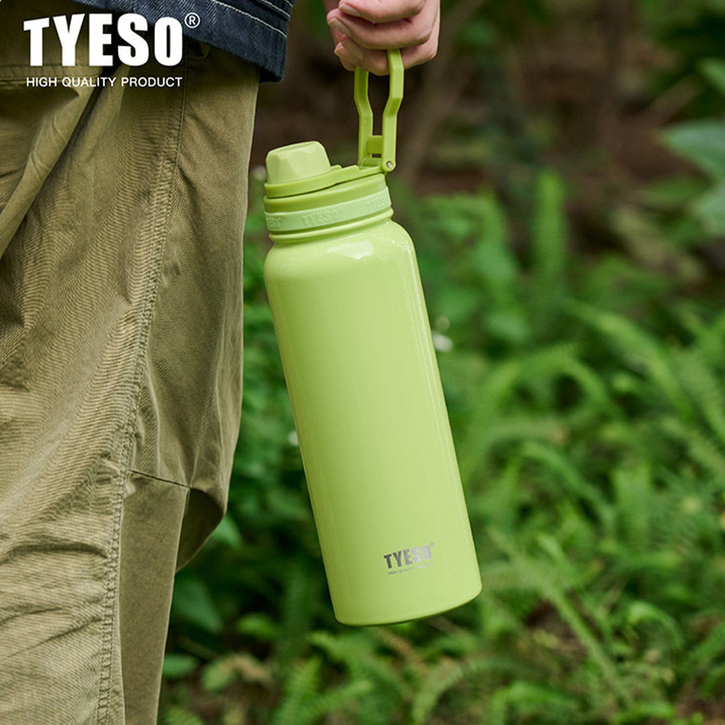 TYESO 1050ml Stainless Steel Insulated Water Bottle – Hot & Cold Flask, Leak-Proof Travel Bottle Green - Bagmire