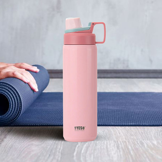 TYESO Sports Vacuum Insulated Steel Bottle 900ML with Portable Handle Pink - Bagmire