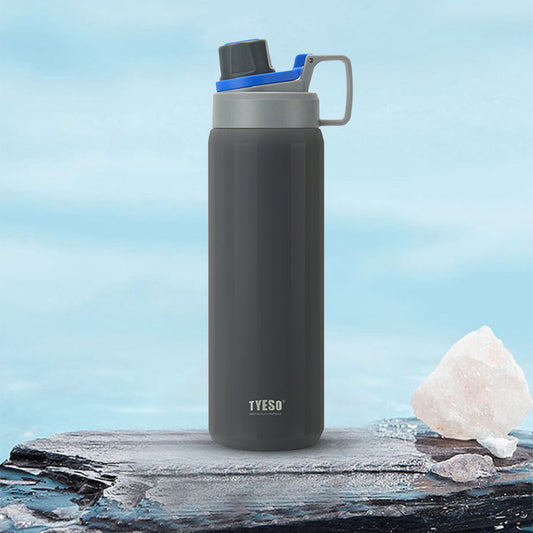 TYESO Sports Vacuum Insulated Steel Bottle 900ML with Portable Handle Gray - Bagmire