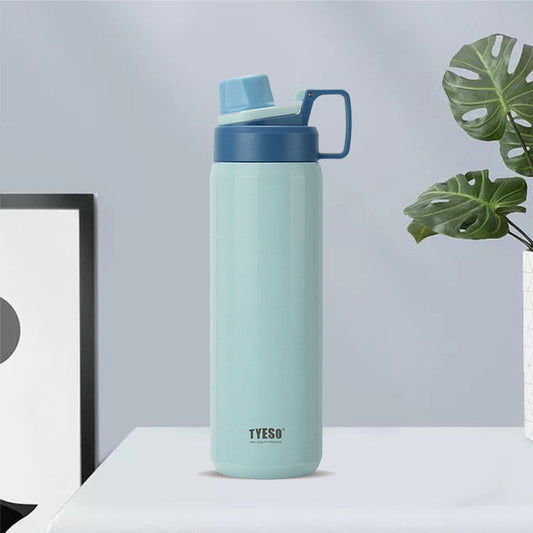 TYESO Sports Vacuum Insulated Steel Bottle 900ML with Portable Handle Blue - Bagmire