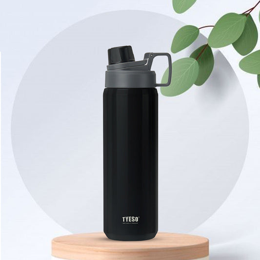 TYESO Sports Vacuum Insulated Steel Bottle 900ML with Portable Handle Black - Bagmire
