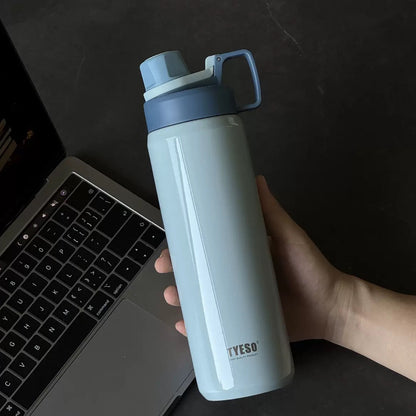TYESO Sports Vacuum Insulated Steel Bottle 900ML with Portable Handle Blue - Bagmire