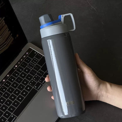 TYESO Sports Vacuum Insulated Steel Bottle 900ML with Portable Handle Gray - Bagmire