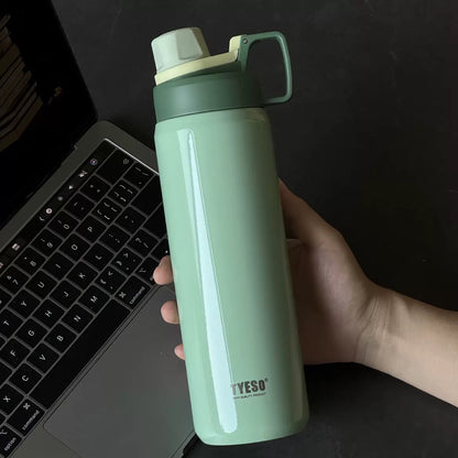 TYESO Sports Vacuum Insulated Steel Bottle 900ML with Portable Handle Green - Bagmire
