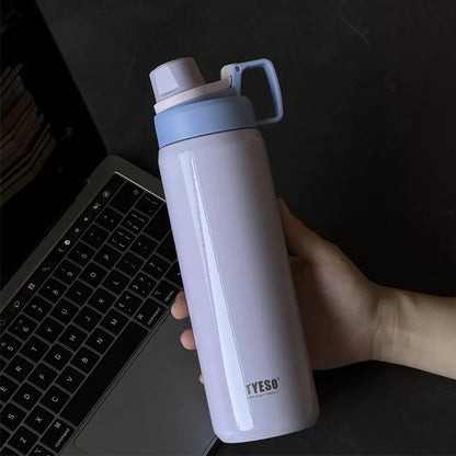 TYESO Sports Vacuum Insulated Steel Bottle 900ML with Portable Handle Purple - Bagmire