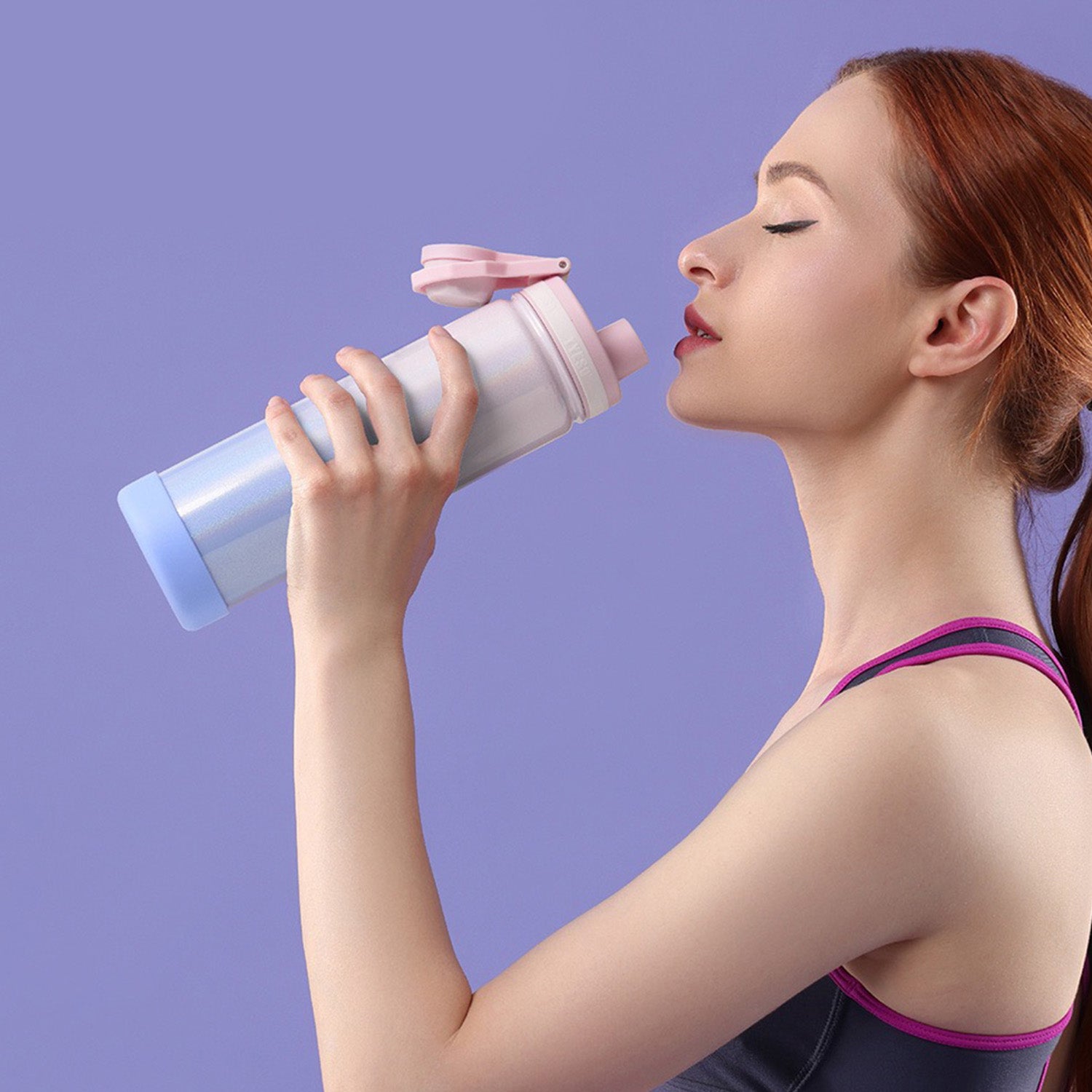 TYESO 750ml Pastel Gradient Insulated Bottle – Stylish & Leak-Proof Travel Flask Gradient Pink - Bagmire
