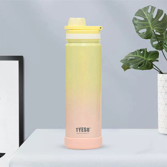 TYESO 750ml Pastel Gradient Insulated Bottle – Stylish & Leak-Proof Travel Flask Gradient yellow - Bagmire