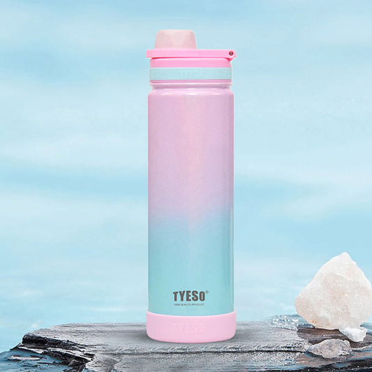 TYESO 750ml Pastel Gradient Insulated Bottle – Stylish & Leak-Proof Travel Flask Gradient Pink - Bagmire