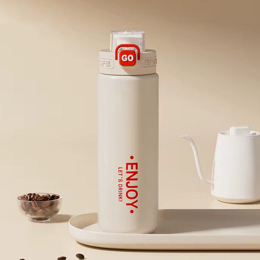 Trendy 680ml Insulated Flask Bottle | Steel Water Bottle for School, Office, Sports & Travel White - Bagmire