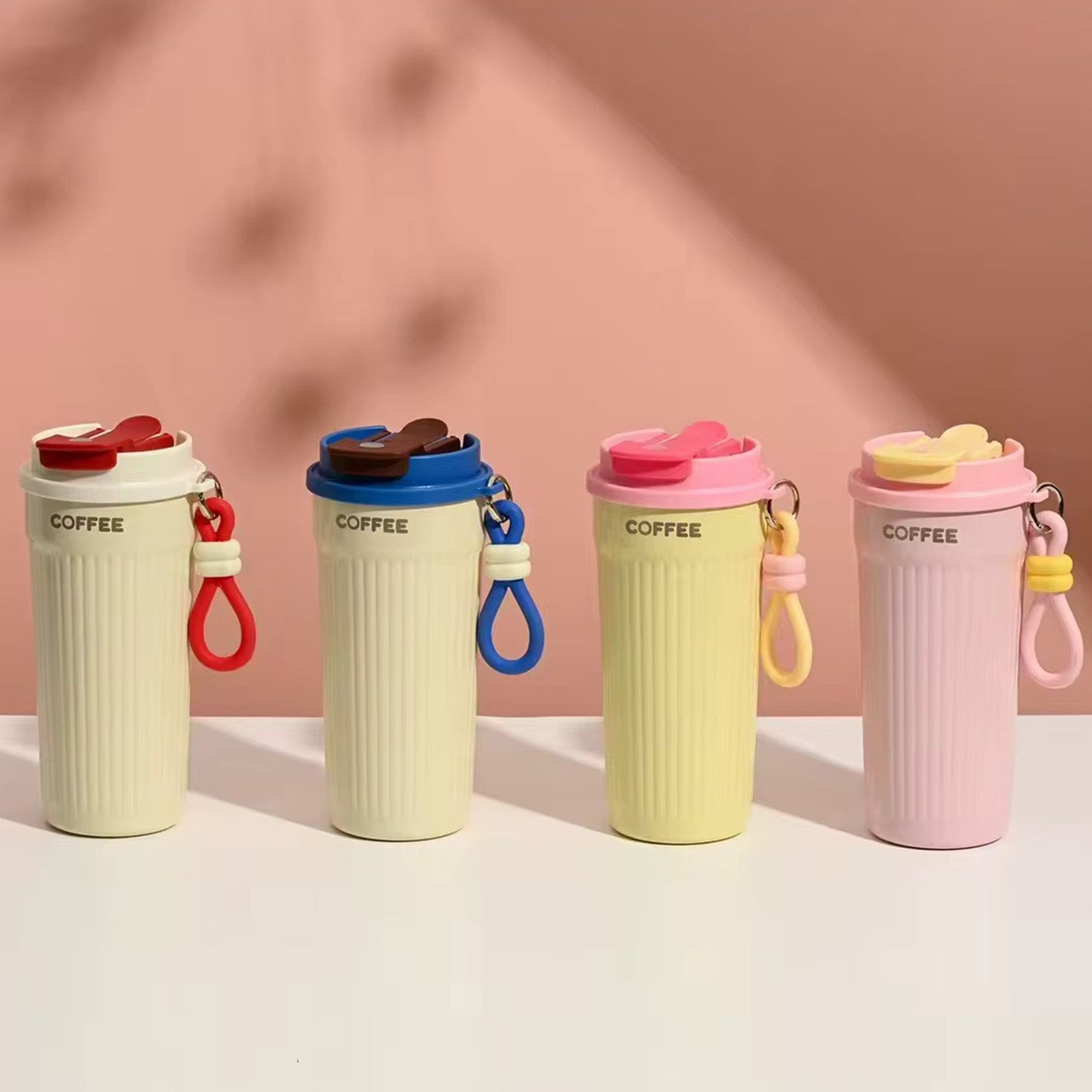 Trendy Portable Coffee Cup 550ML – Reusable, Leakproof & Easy Carry Travel Mug Dark Pink - Bagmire