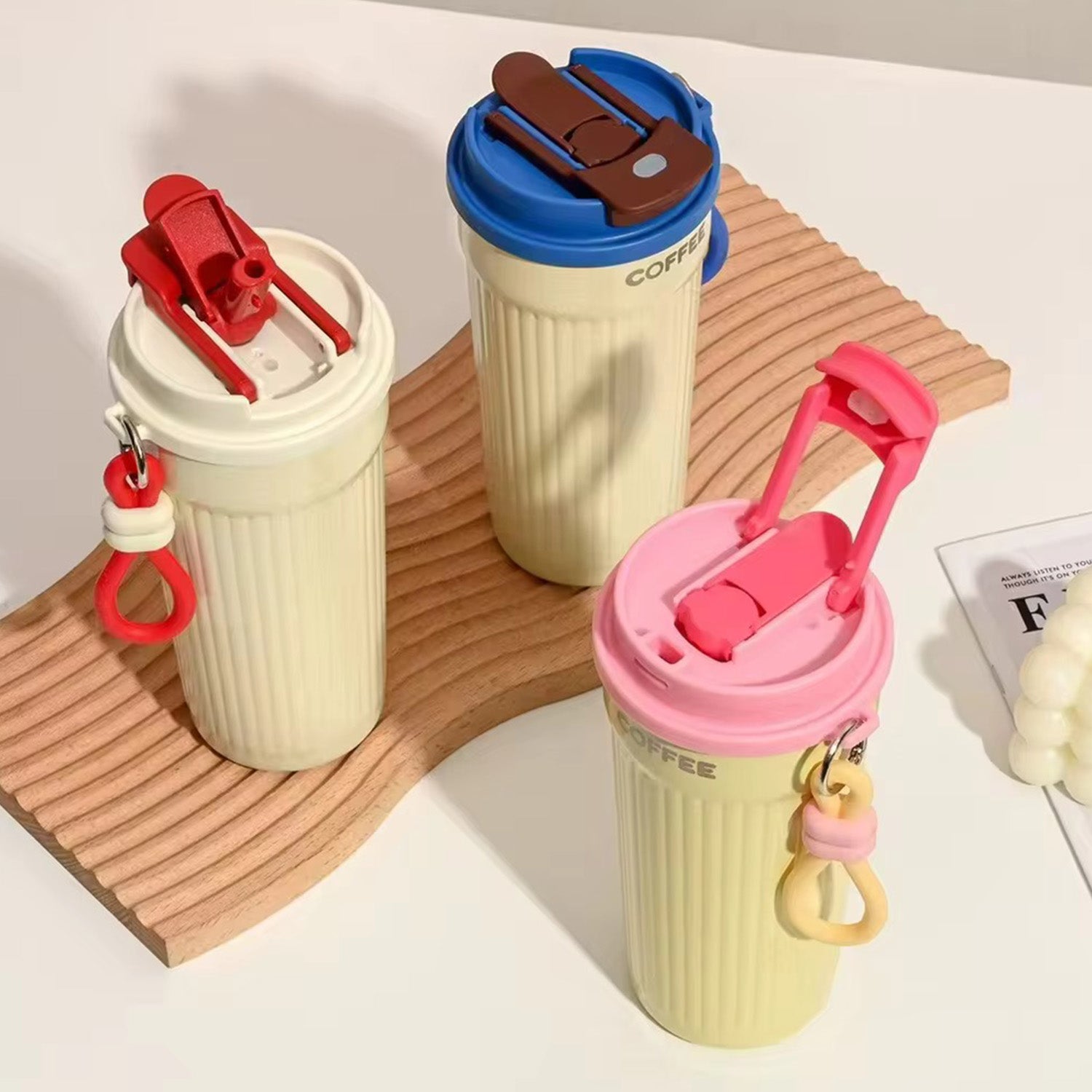 Trendy Portable Coffee Cup 550ML – Reusable, Leakproof & Easy Carry Travel Mug Dark Pink - Bagmire