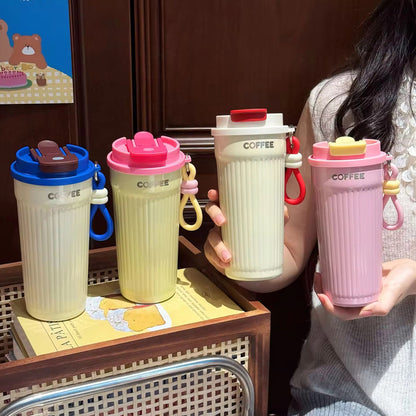 Trendy Portable Coffee Cup 550ML – Reusable, Leakproof & Easy Carry Travel Mug Dark Pink - Bagmire