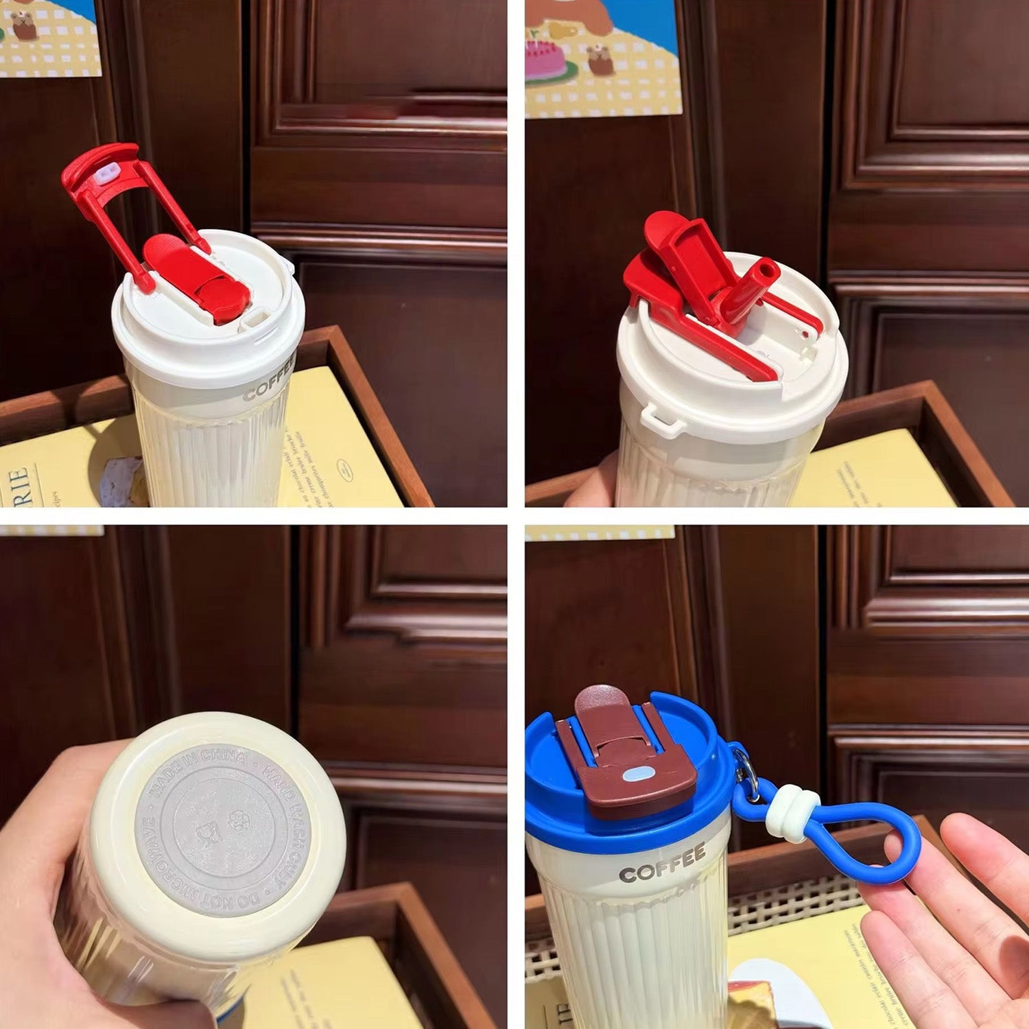 Trendy Portable Coffee Cup 550ML – Reusable, Leakproof & Easy Carry Travel Mug Dark Pink - Bagmire