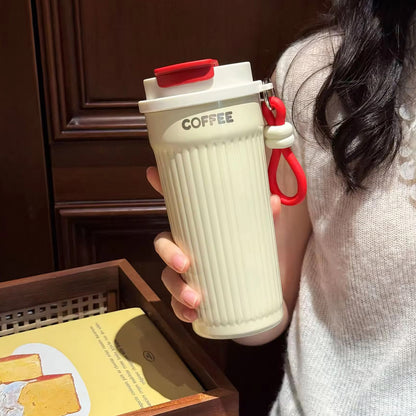 Trendy Portable Coffee Cup 550ML – Reusable, Leakproof & Easy Carry Travel Mug Red - Bagmire