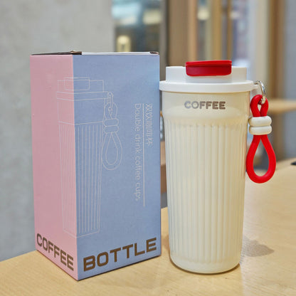 Trendy Portable Coffee Cup 550ML – Reusable, Leakproof & Easy Carry Travel Mug Red - Bagmire