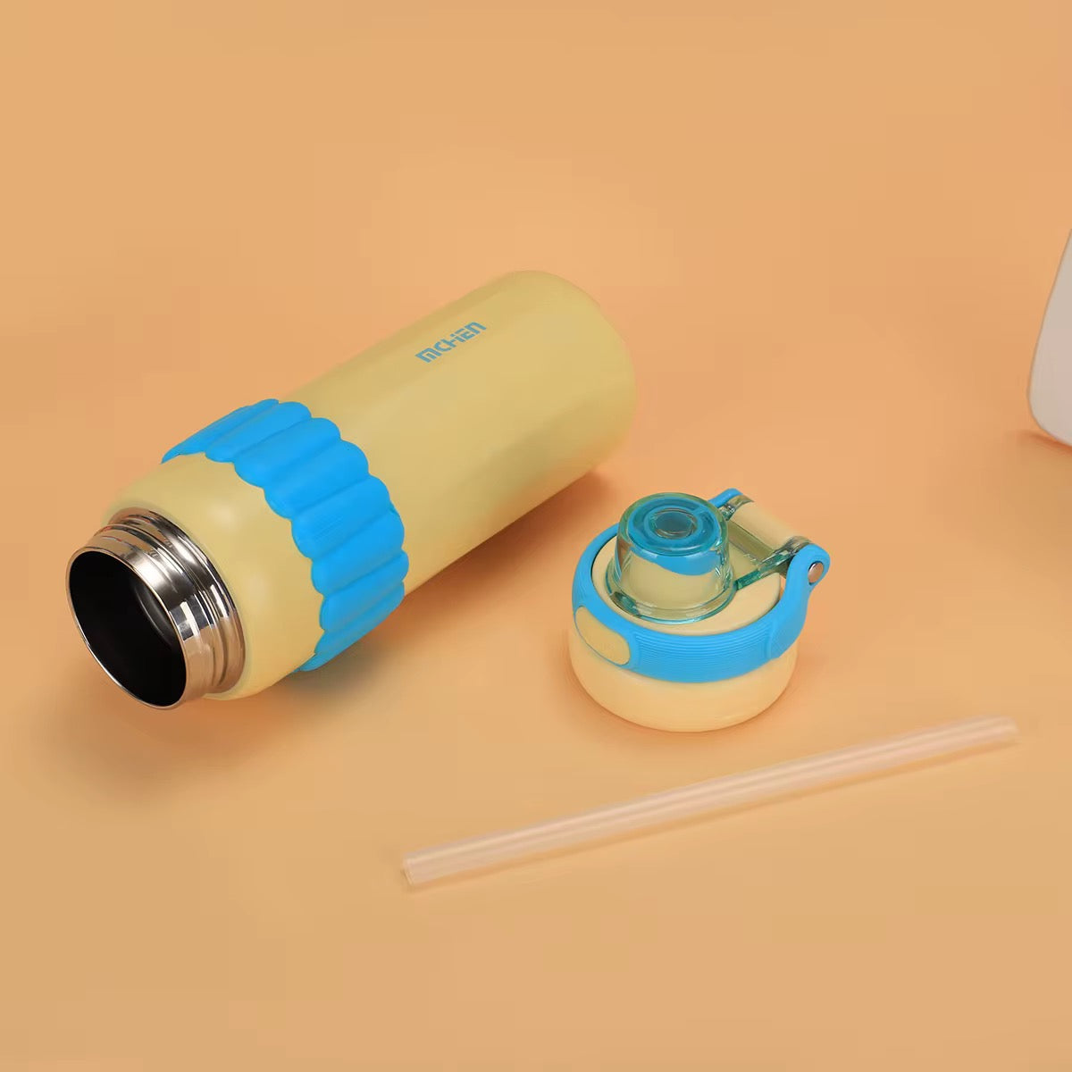 Macaron Insulated Water Bottle 550ml | Leakproof Stainless Steel Sipper with Straw Lid & Silicone Grip | Cute Travel Flask for Kids & Adults