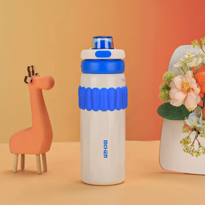 Macaron Insulated Water Bottle 550ml | Leakproof Stainless Steel Sipper with Straw Lid & Silicone Grip | Cute Travel Flask for Kids & Adults