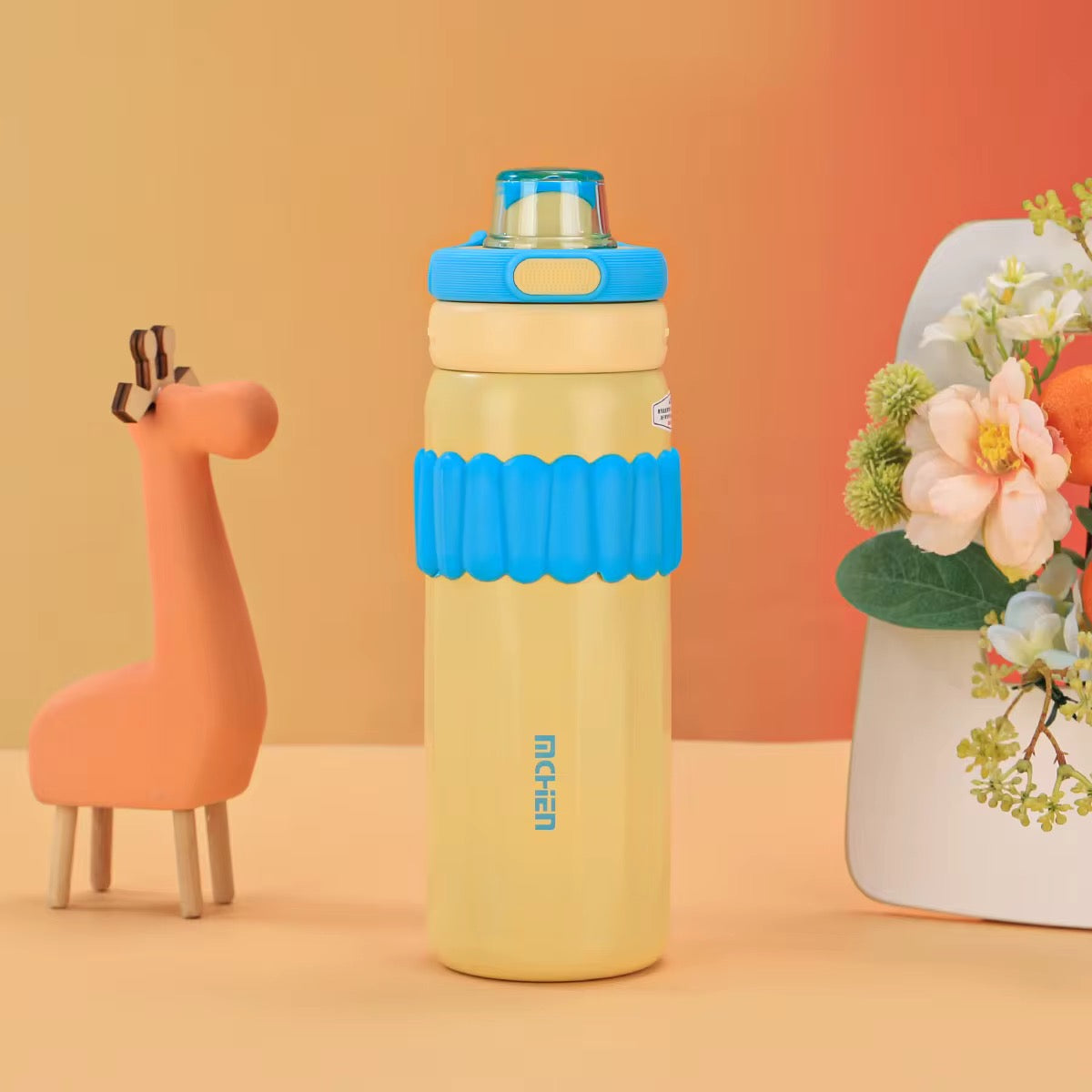 Macaron Insulated Water Bottle 550ml | Leakproof Stainless Steel Sipper with Straw Lid & Silicone Grip | Cute Travel Flask for Kids & Adults