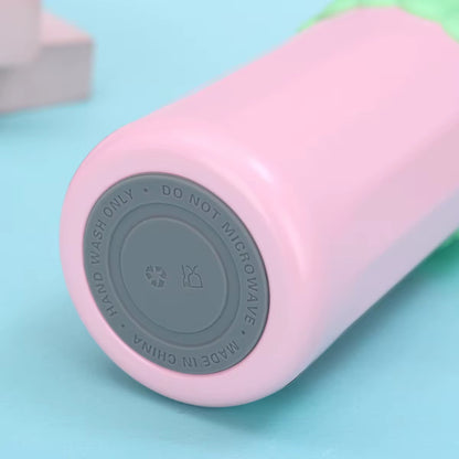 Macaron Insulated Water Bottle 550ml | Leakproof Stainless Steel Sipper with Straw Lid & Silicone Grip | Cute Travel Flask for Kids & Adults